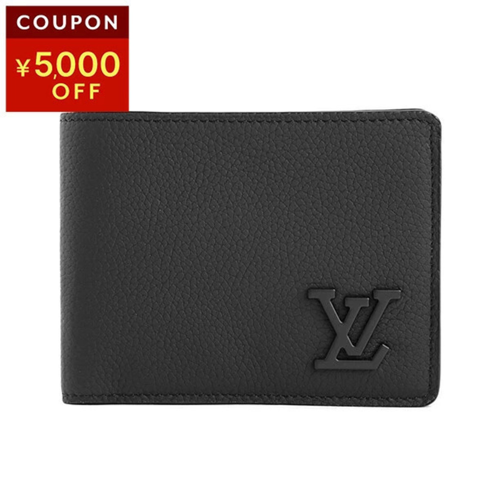 Louis Vuitton Bifold Wallet Aerogram Portefeuille Multiple Leather Black